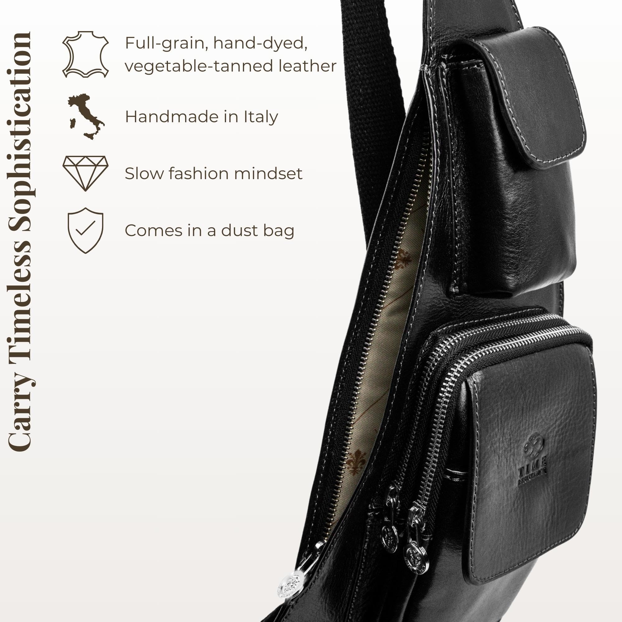 Premium Genuine Leather Sling Bag - Unisex Crossbody Messenger Bag - Handcrafted Shoulder Bag & Backpack Alternative - Perfect for Travel, Work & Daily Commute