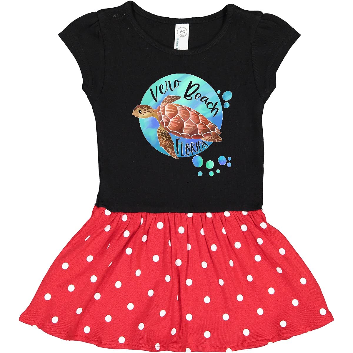 Inktastic Vero Beach Florida Swimming Sea Turtle with Bubbles Toddler Dress - Cute Baby Girl Outfit for Beach Vacation, Summer Playdates & Family Photos