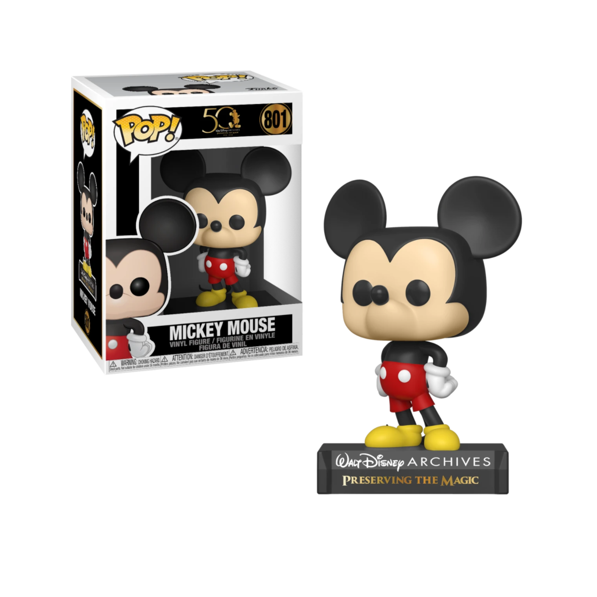 Funko Pop! Disney Archives Mickey Mouse #801 Vinyl Figure - Collectible Toy for Disney Fans, Home Decor & Gift Idea