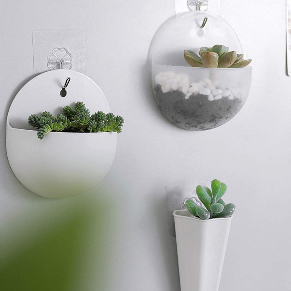 DOITOOL 3-Piece Hanging Wall Planters for Succulents - Indoor/Outdoor Wall Mount Plant Pots with Terrarium Container - Perfect for Balcony, Garden, Desk Decor & Home Office Decorating