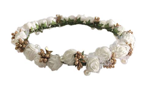 Loops n Knots Flora Collection Tiara Crown Headband for Girls & Women - Elegant Hair Accessories for Birthday, Party & Wedding (Adult, White) - Perfect for Bridal Showers, Pageants, and Special Occasions