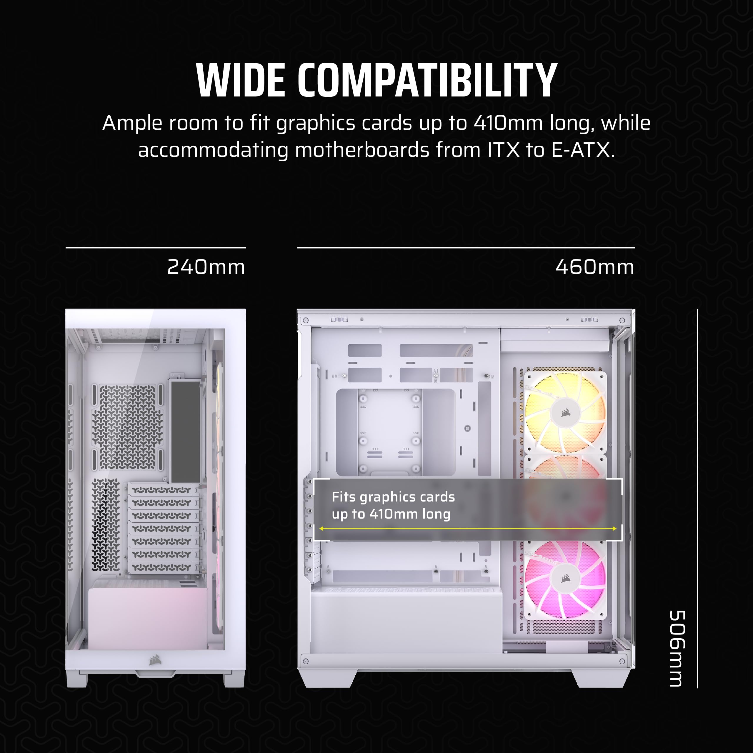 CORSAIR iCUE Link 3500X RGB Mid-Tower ATX PC Gaming Case - White with Panoramic Tempered Glass, Reverse Connection MB Compatible & 3x iCUE Link RX120 RGB Fans - Perfect for Gaming Rigs, Streaming Setups & Custom PC Builds