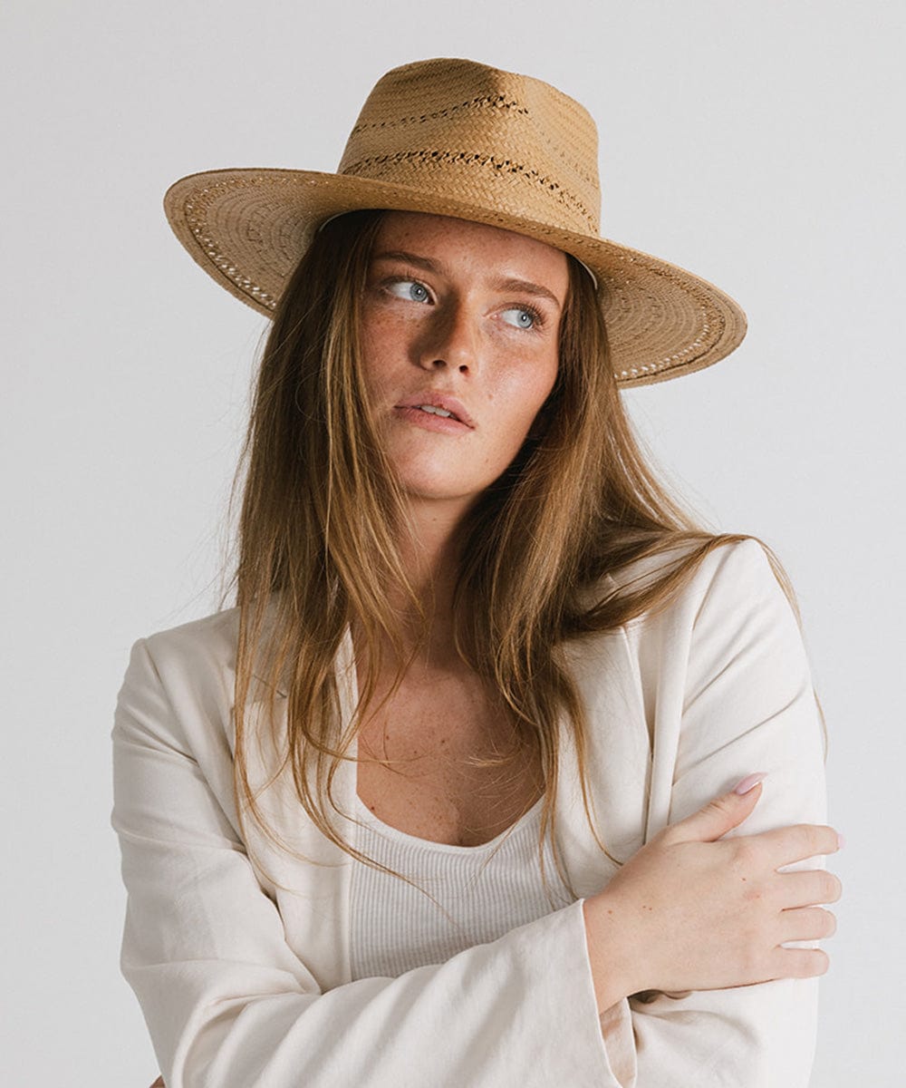 Sloan Fedora Straw Hat for Women - Summer Wide Brim Sun Hat for Outdoor Beach, Garden & Travel - Lightweight & Breathable