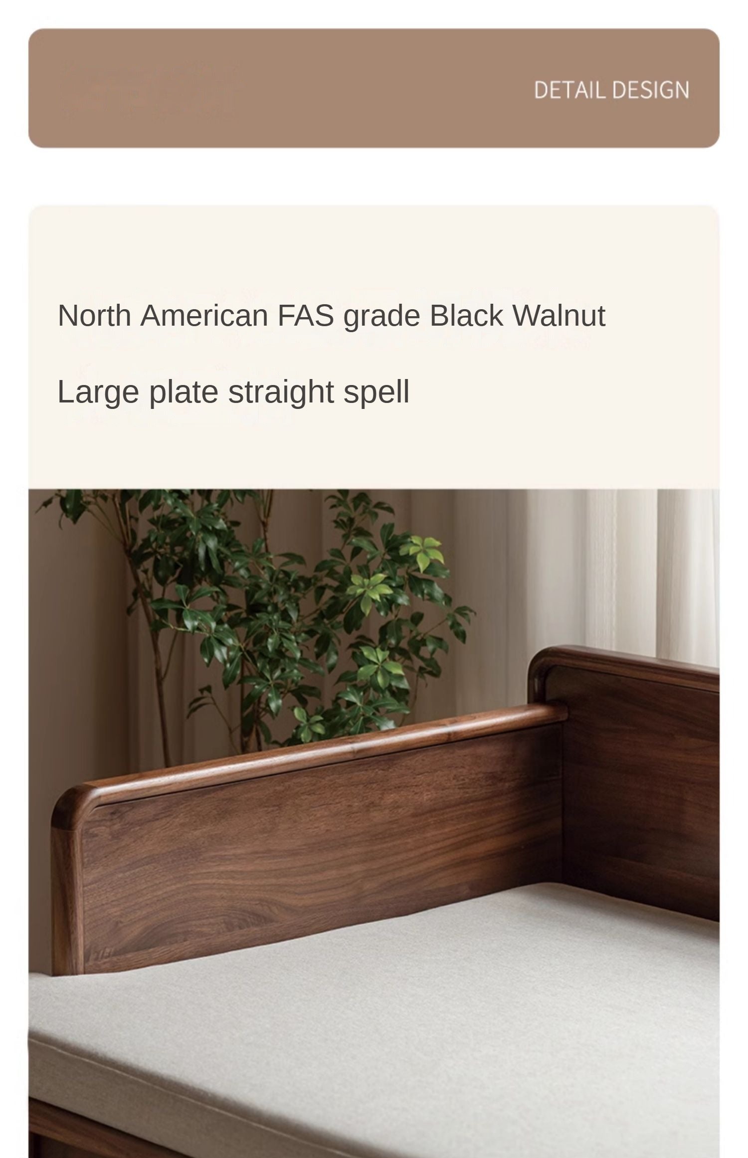 Premium Solid Wood Bed Frame - Black Walnut & Oak - Modern Chinese Style Bedroom Furniture for Master Bedroom or Guest Room
