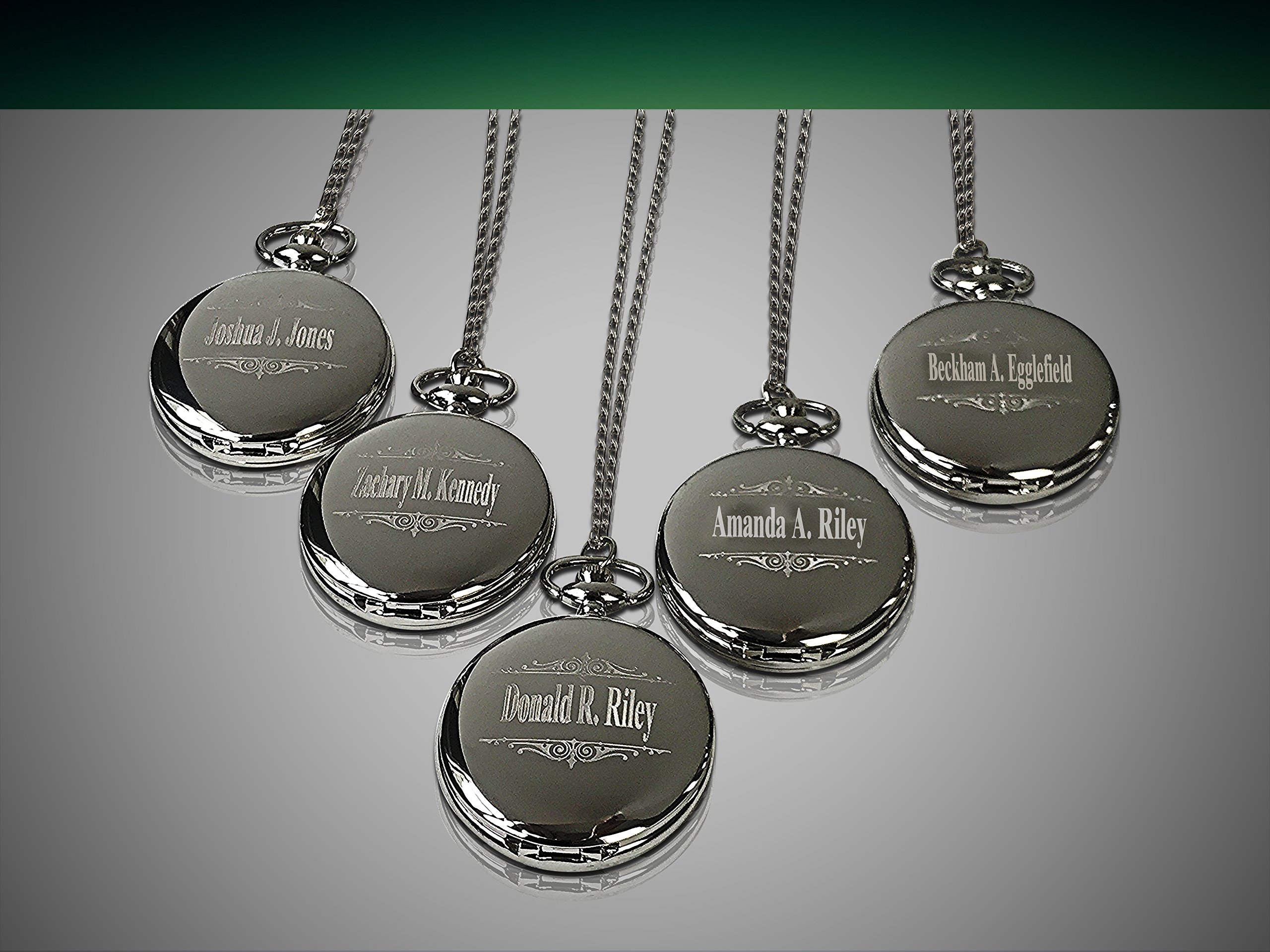 8-Piece Groomsmen Pocket Watch Set with Chain, Engraving & Gift Box - 4 Color Options - Perfect for Weddings, Anniversaries & Special Occasions