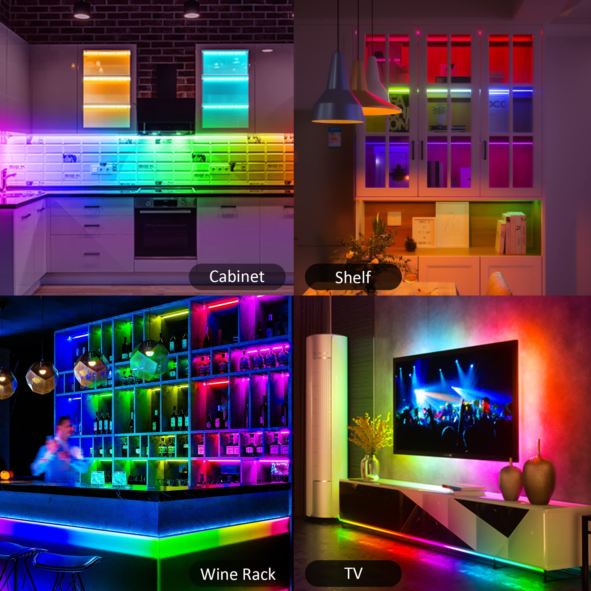 6-Piece RGB Under Cabinet Lighting Kit with Smart App & Remote Control - Dimmable LED Lights for Kitchen, Counter, Workbench & Desk - Perfect for Task Lighting, Ambient Decor & Workspace Illumination