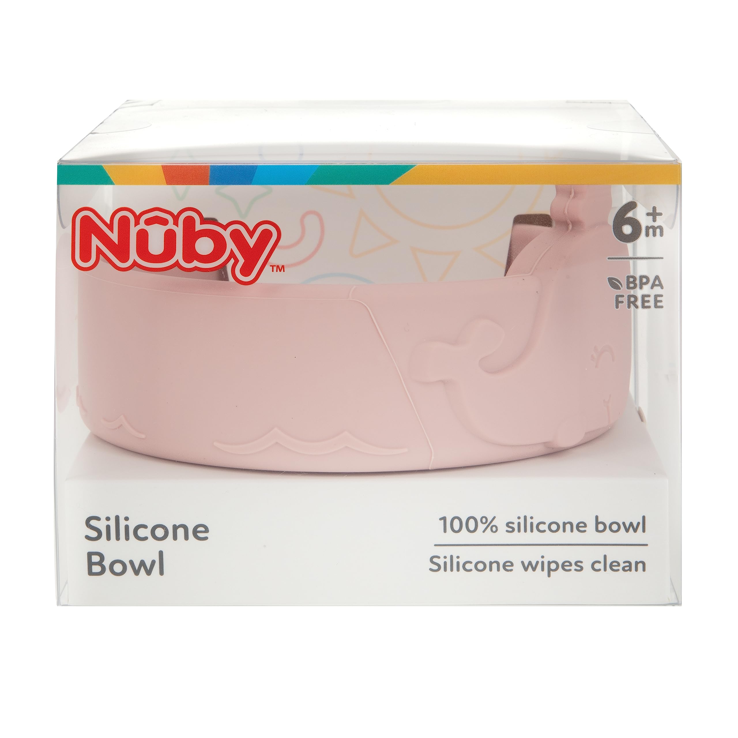 Nuby Silicone Toddler Bowl with Animal Design - BPA-Free Baby Feeding Bowl for 6+ Months - Pink Whale Bowl for Kids - Perfect for Baby-Led Weaning & Mess-Free Mealtime