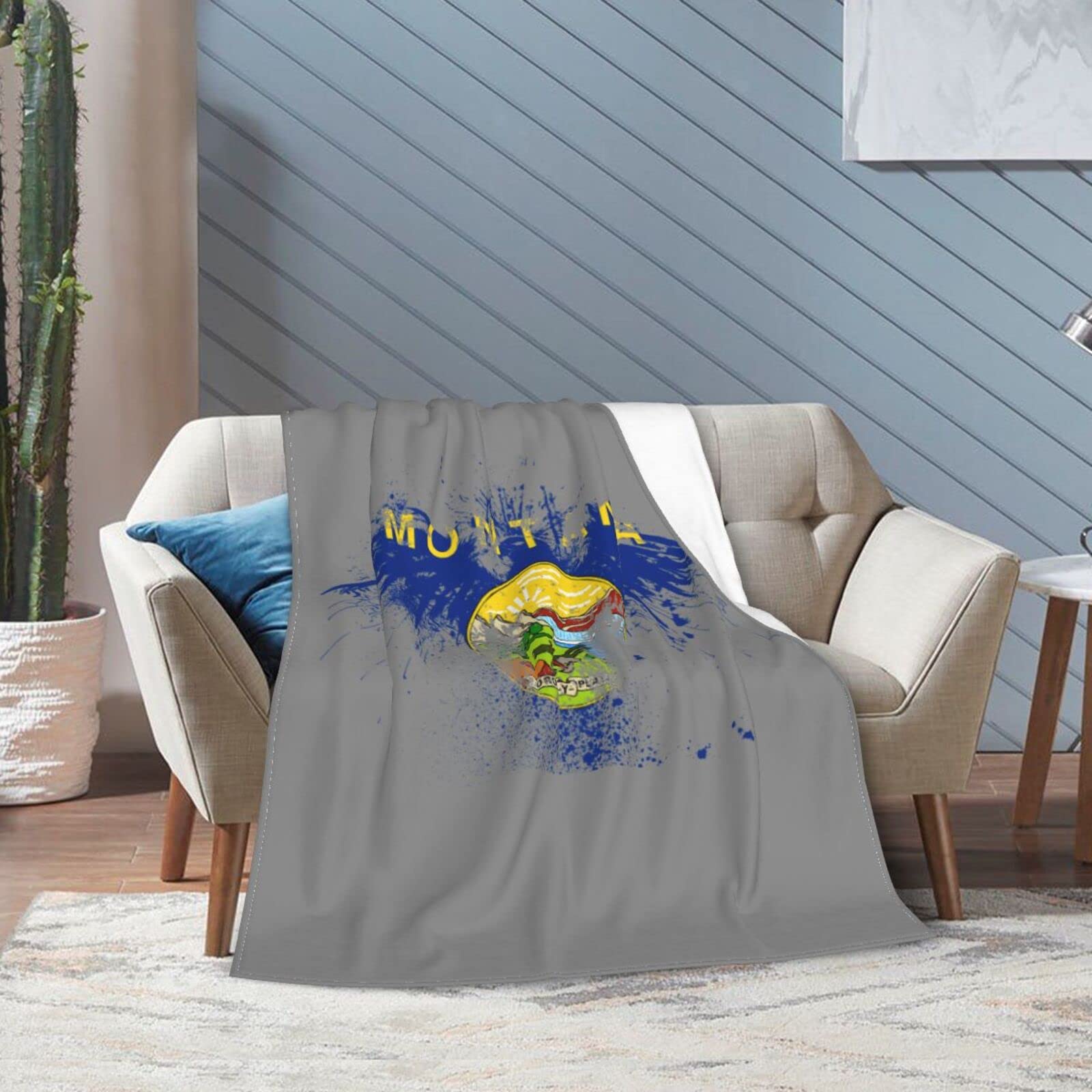 HUFURI Eagle Montana Flag Flannel Fleece Throw Blanket - Ultra Soft & Cozy 60