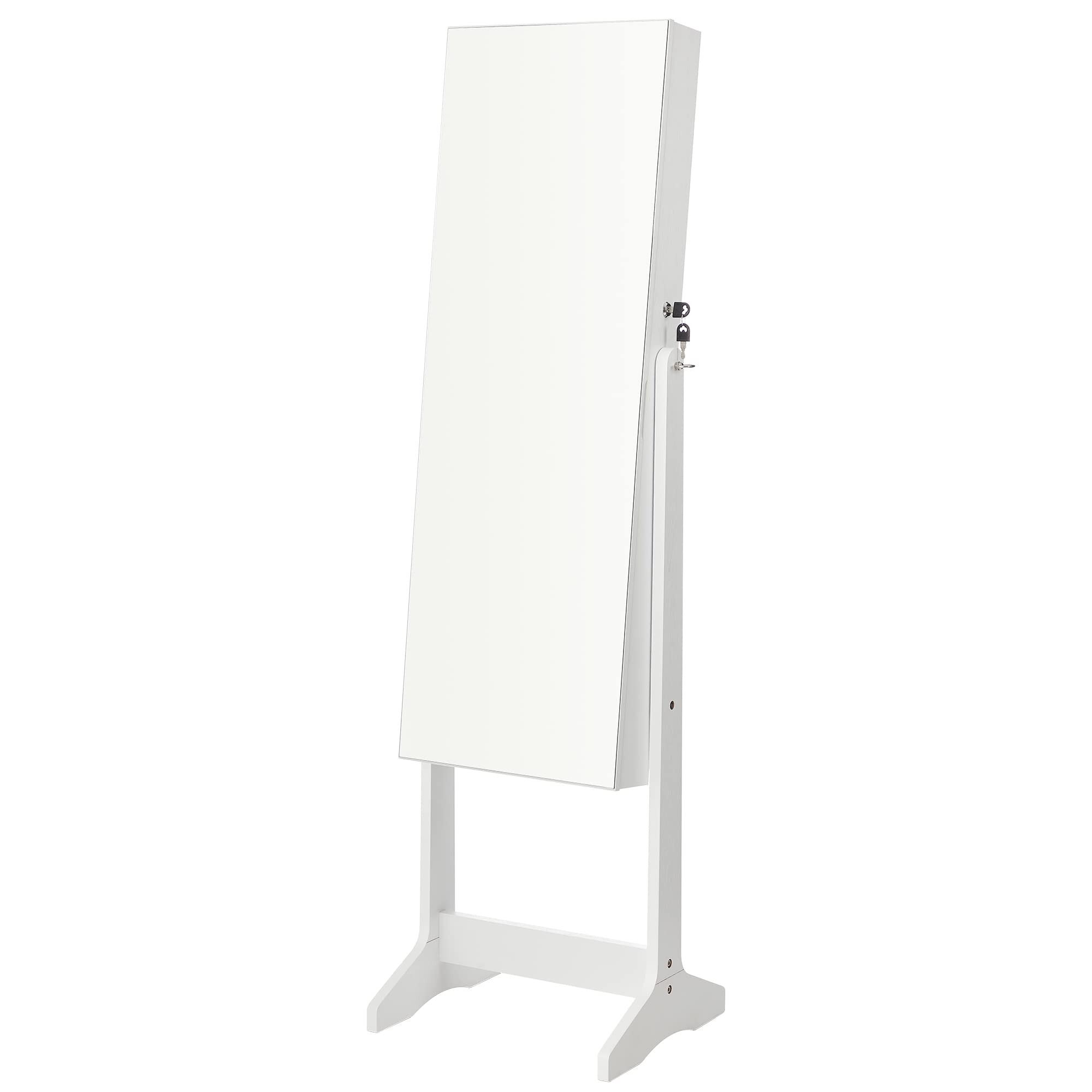 SONGMICS Jewelry Cabinet Armoire with Lock - Freestanding Jewelry Organizer with 2 Cosmetic Drawers & Full-Length Mirror - Necklace & Earring Storage - White UJJC002W01 - Perfect for Bedroom, Dressing Room & Closet Organization