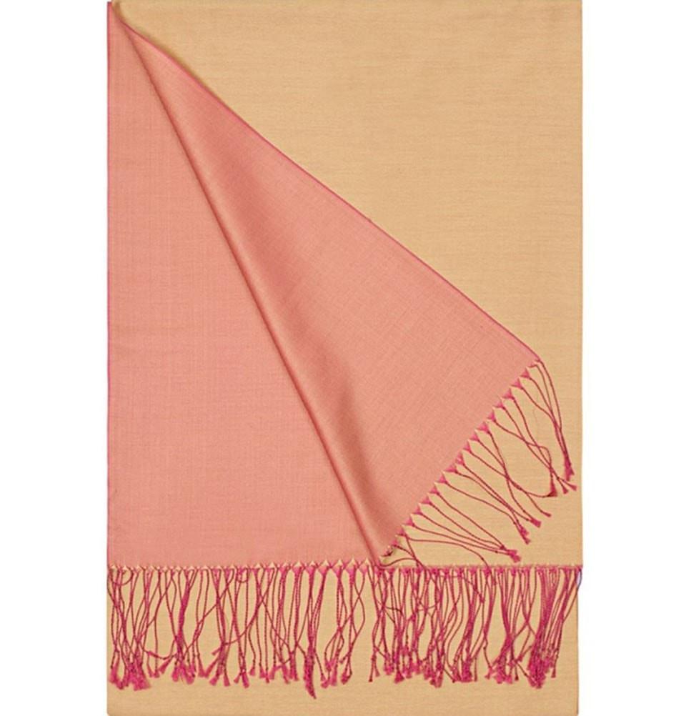 Aker Double Sided Silk Hijab Shawl #062 - Pink & Orange Ombre - Lightweight Muslim Headscarf for Women - Perfect for Daily Wear, Prayer, and Special Occasions