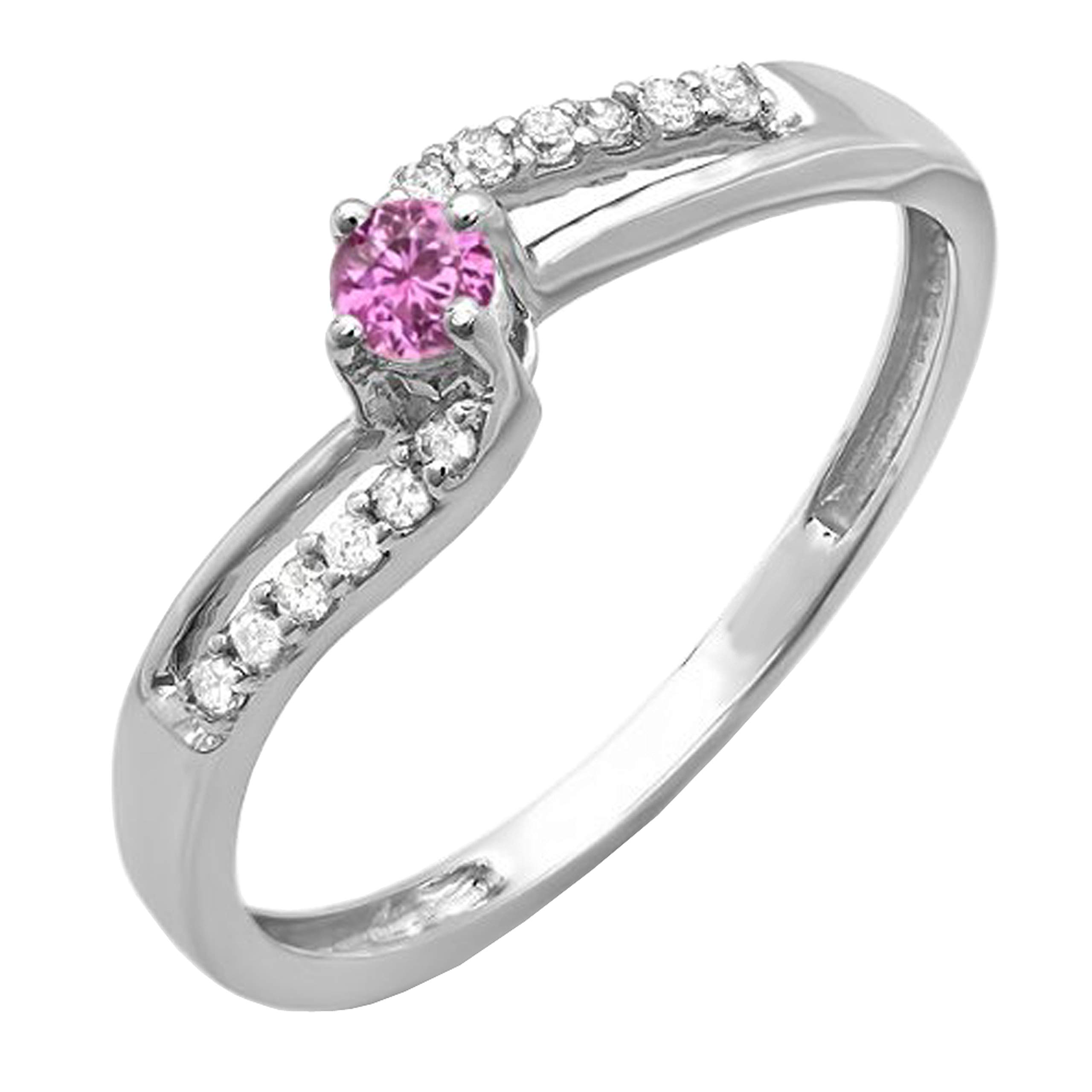 18K White Gold Pink Sapphire & Diamond Wave Bridal Engagement Ring for Women | Promise Ring, Wedding Band, Anniversary Gift | Perfect for Proposals, Valentine's Day & Special Occasions