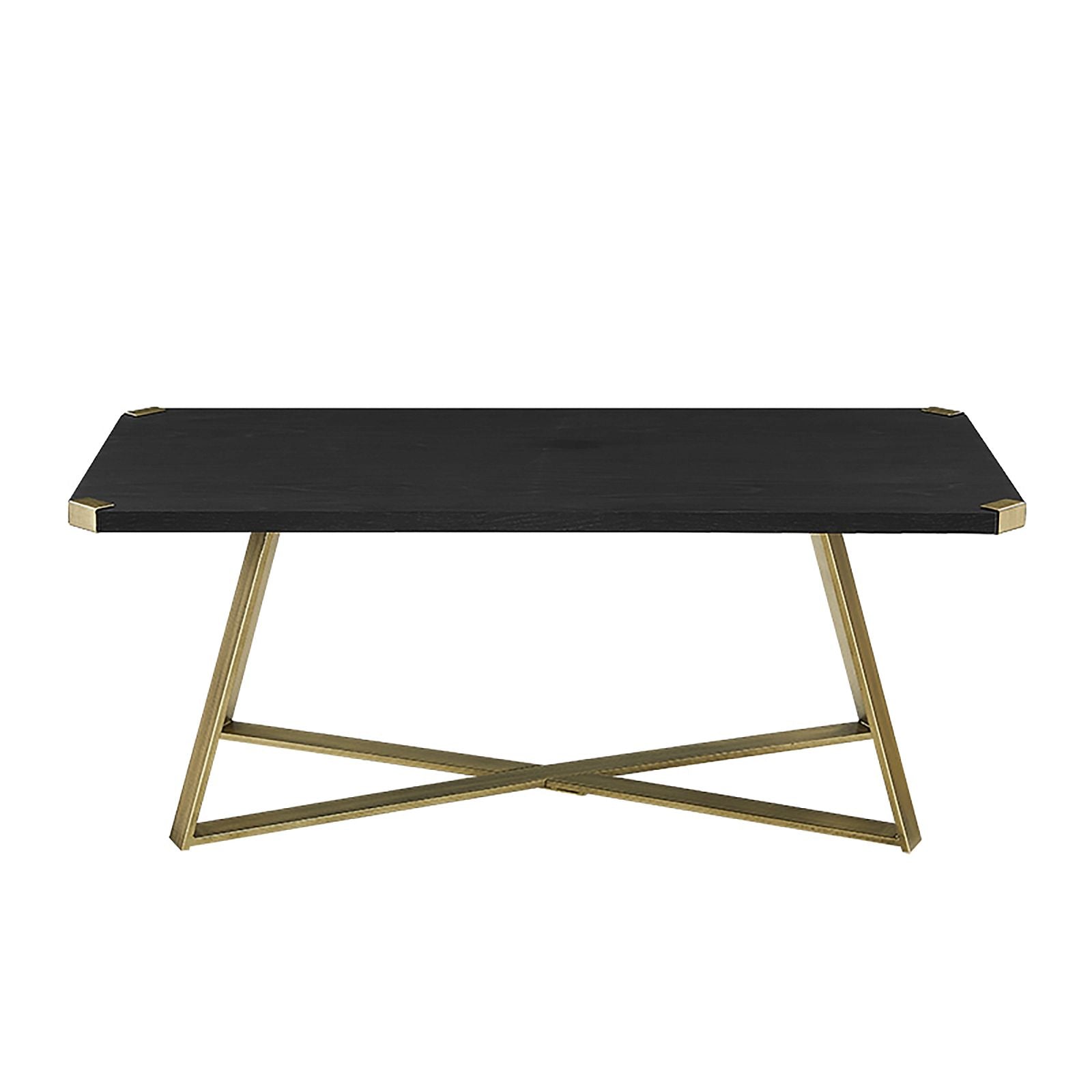 Premium Capri Coffee Table 1100mm - Modern Black Oak Top with Gold Metal Legs & Accents by Criterion | Perfect for Living Room, Lounge & Office Decor