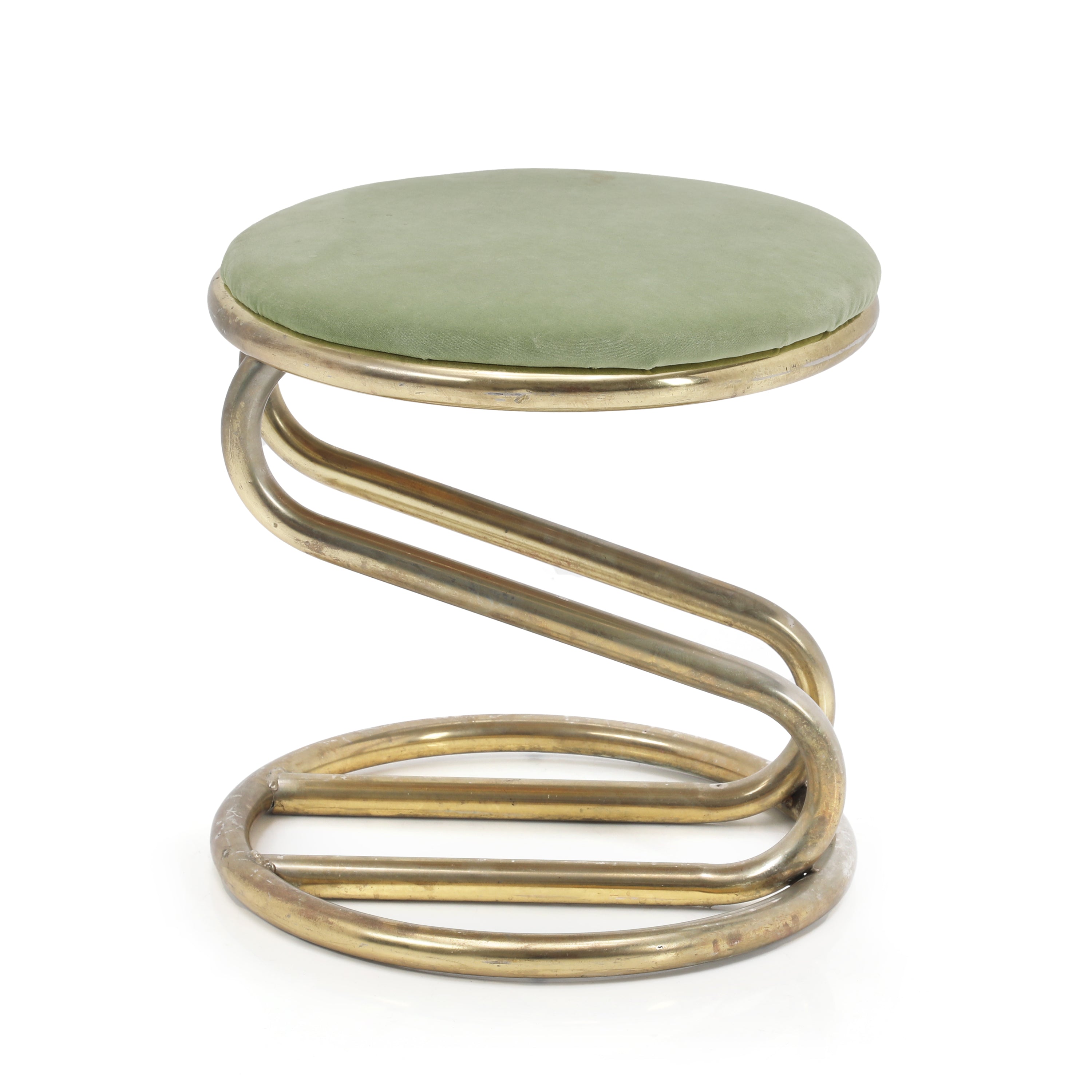 Elegant Bent Gold & Green Vanity Stool - Vintage Style Makeup Seat with Cushion for Dressing Table, Bedroom, or Boudoir Decor - Perfect for Vanity, Makeup, and Home Styling