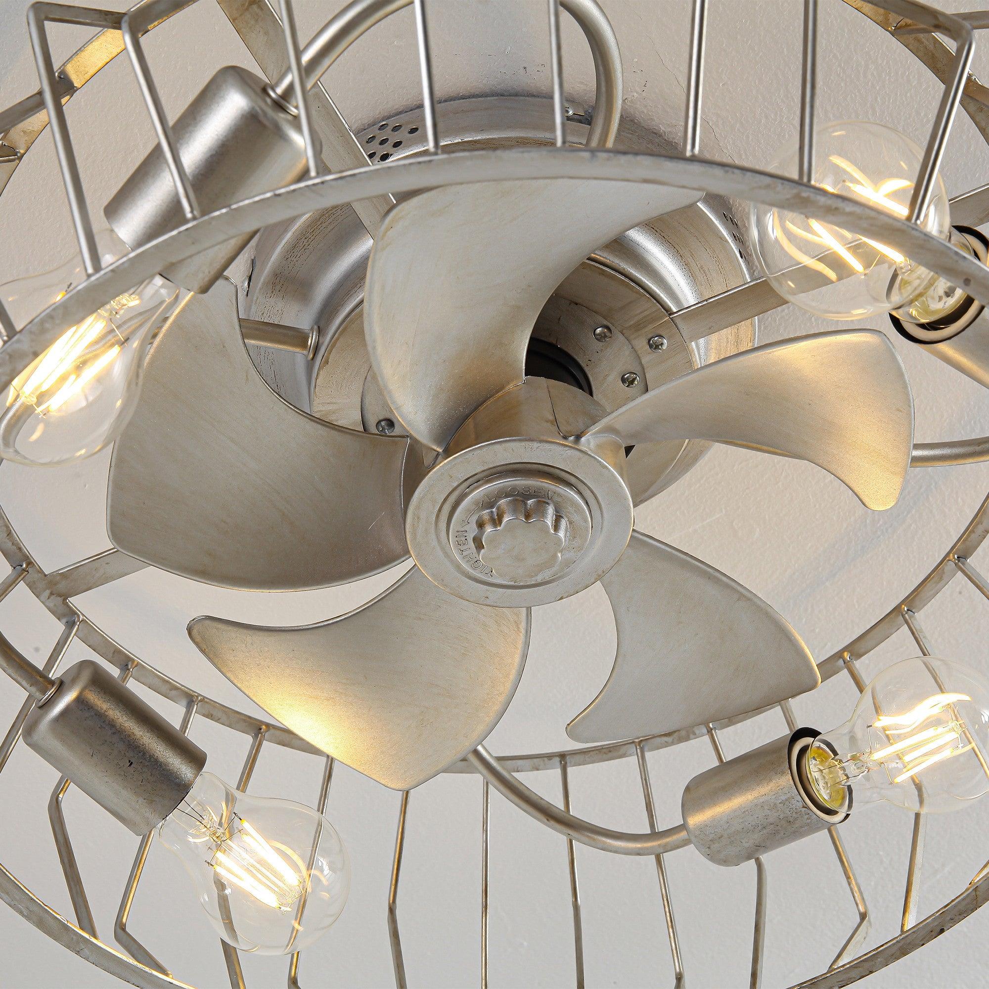 20 Inch Silver Flush Mount Ceiling Fan with Light - Smart APP & Remote Control - Perfect for Bedroom, Living Room & Office - Energy Efficient & Quiet Operation