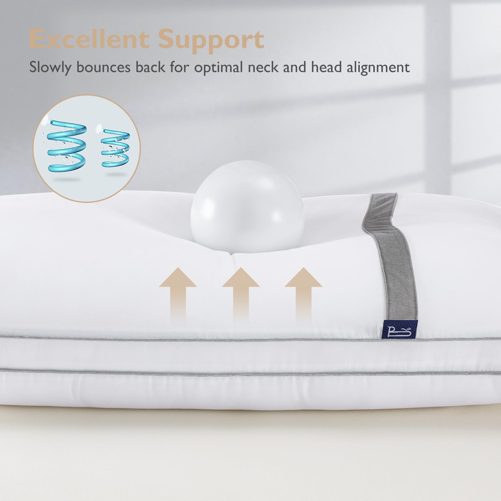 BedStory 2 Pack Premium Down Alternative Pillows - Hotel Quality Standard Size Bed Pillows with Ultra Soft Fiber Fill for Back & Side Sleepers | Perfect for Home, Office & Travel Use