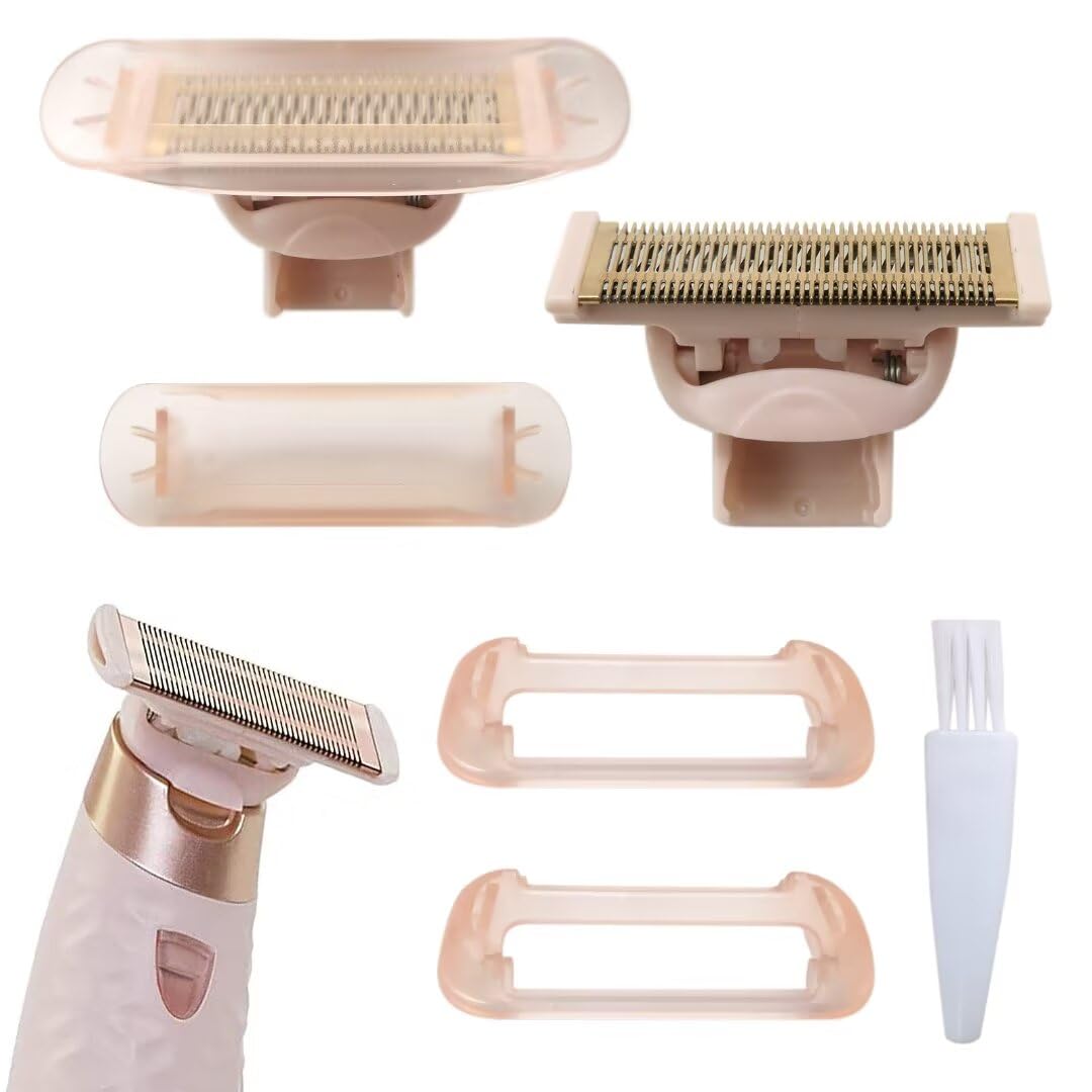 2 Pack Replacement Heads for Finishing Touch Flawless Women's Shaver & Trimmer - Compatible with Rechargeable Lady Shavers - Includes Cleaning Brush by BLUE ELF - Perfect for Smooth Legs, Underarms & Bikini Line