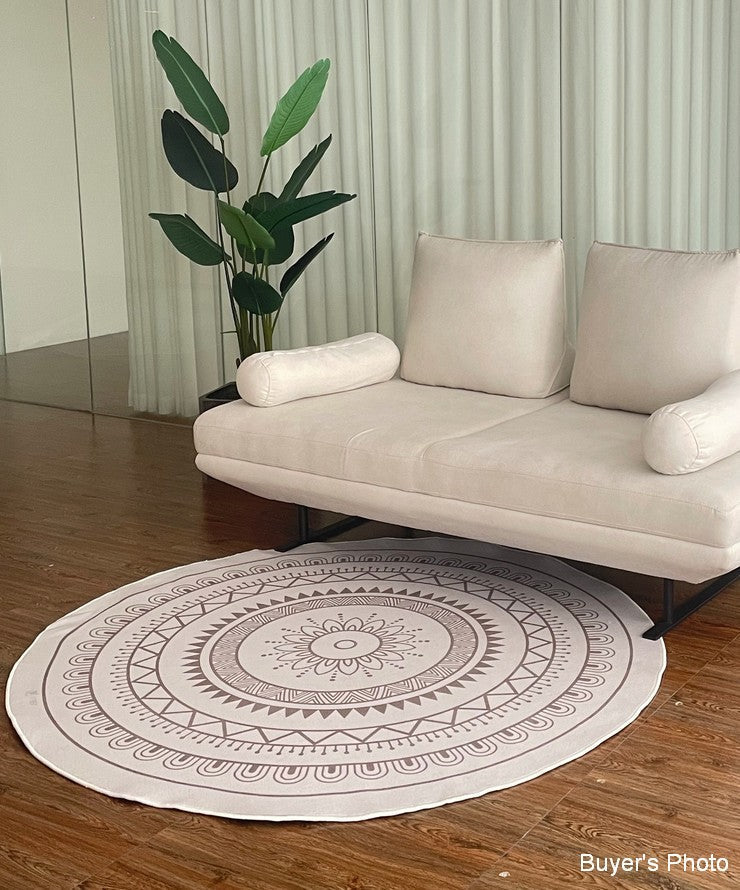 Modern Round Rugs for Bedroom & Living Room - Geometric Contemporary Area Rugs - Non-Slip Dining Room Carpet - Perfect for Home Decor, Office, and Nursery