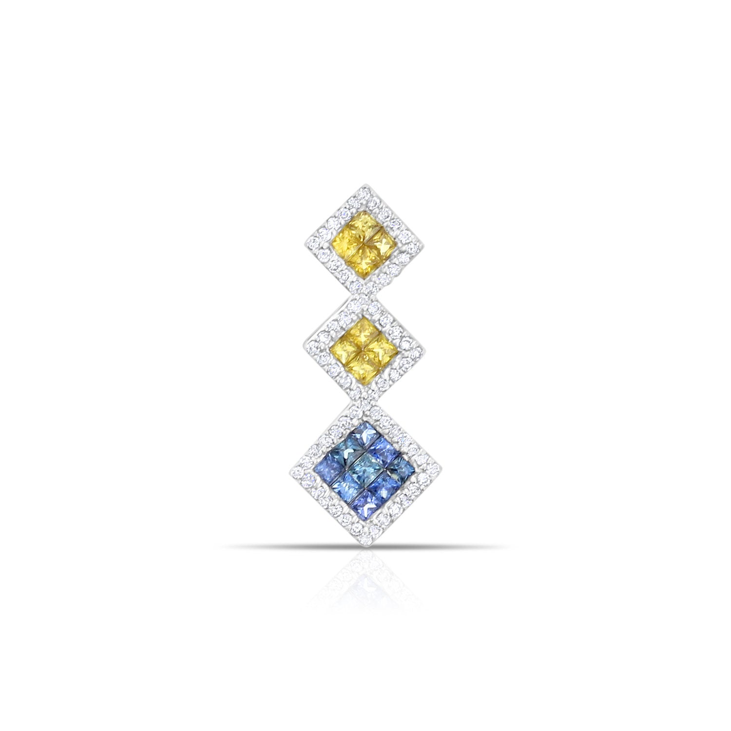 14k White Gold Citrine, Blue Topaz & Diamond Pave Pendant Necklace - Elegant Jewelry for Women, Perfect Gift for Birthday, Anniversary & Special Occasions