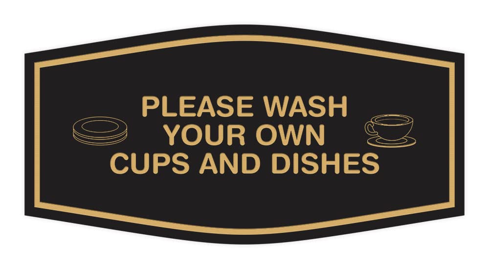 Funny Wash Your Own Dishes Sign - Large Black Gold Kitchen Decor for Home, Office, Restaurant - Perfect for Sink Area & Dishwashing Stations