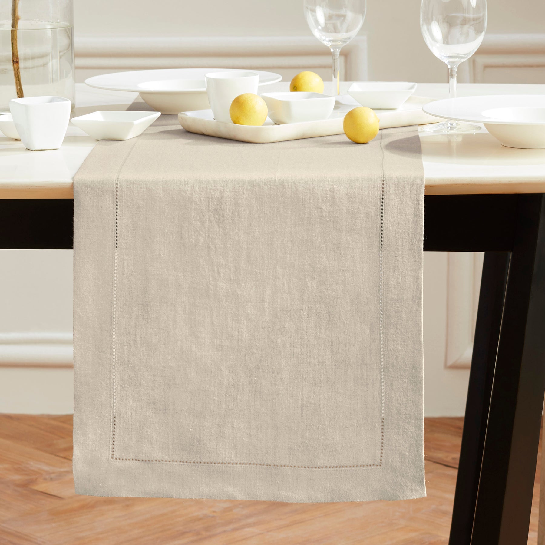 Sonoma Hemstitch Table Runner - Elegant Linen Table Decor for Dining & Special Occasions | Perfect for Weddings, Holidays & Home Decor