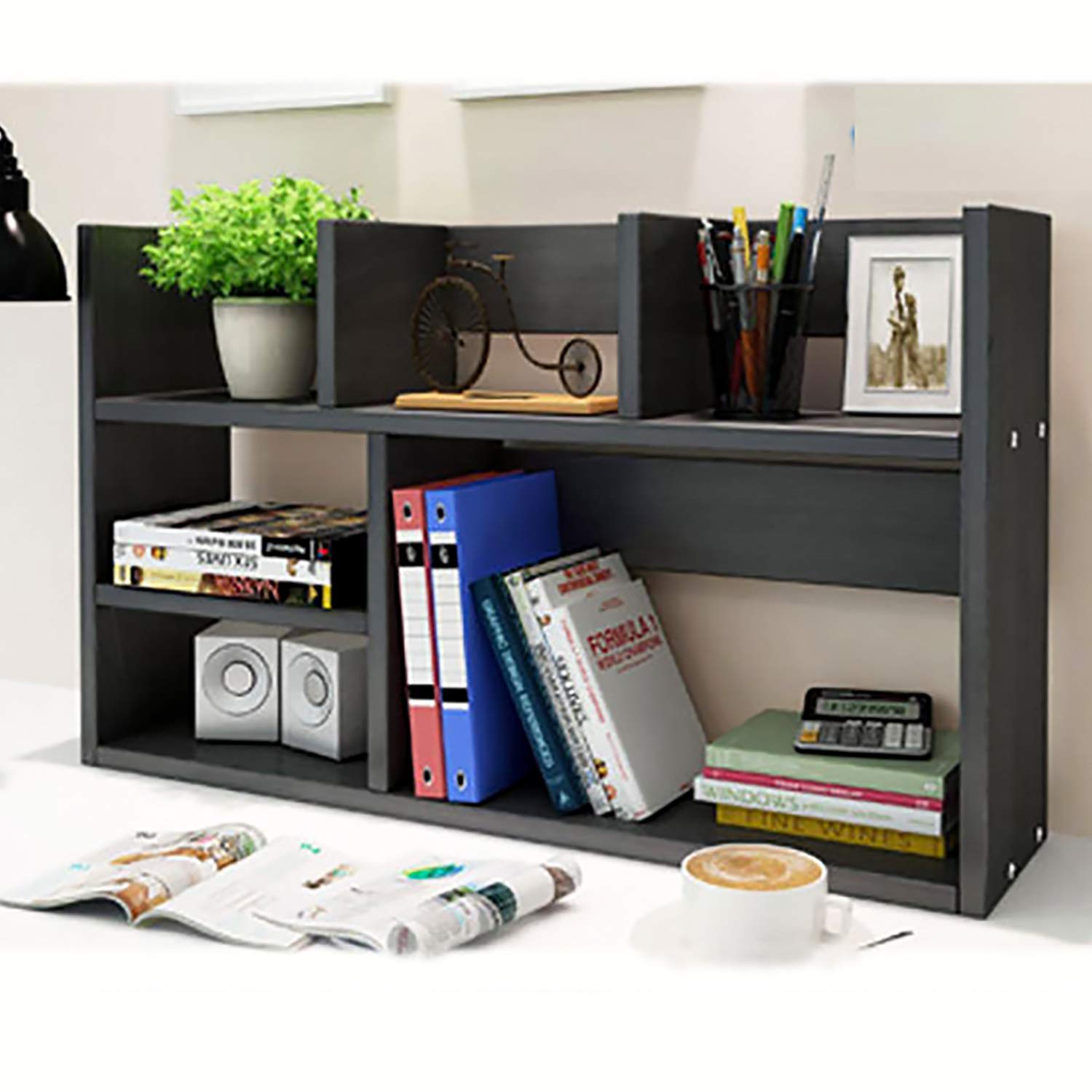 Extra Large Desk Organizer Shelves for Office & Home - Multi-Tier Storage Rack with Shelves | Office Organization Must Haves | Perfect for Desk, Countertop & Workspace Accessories (Black)