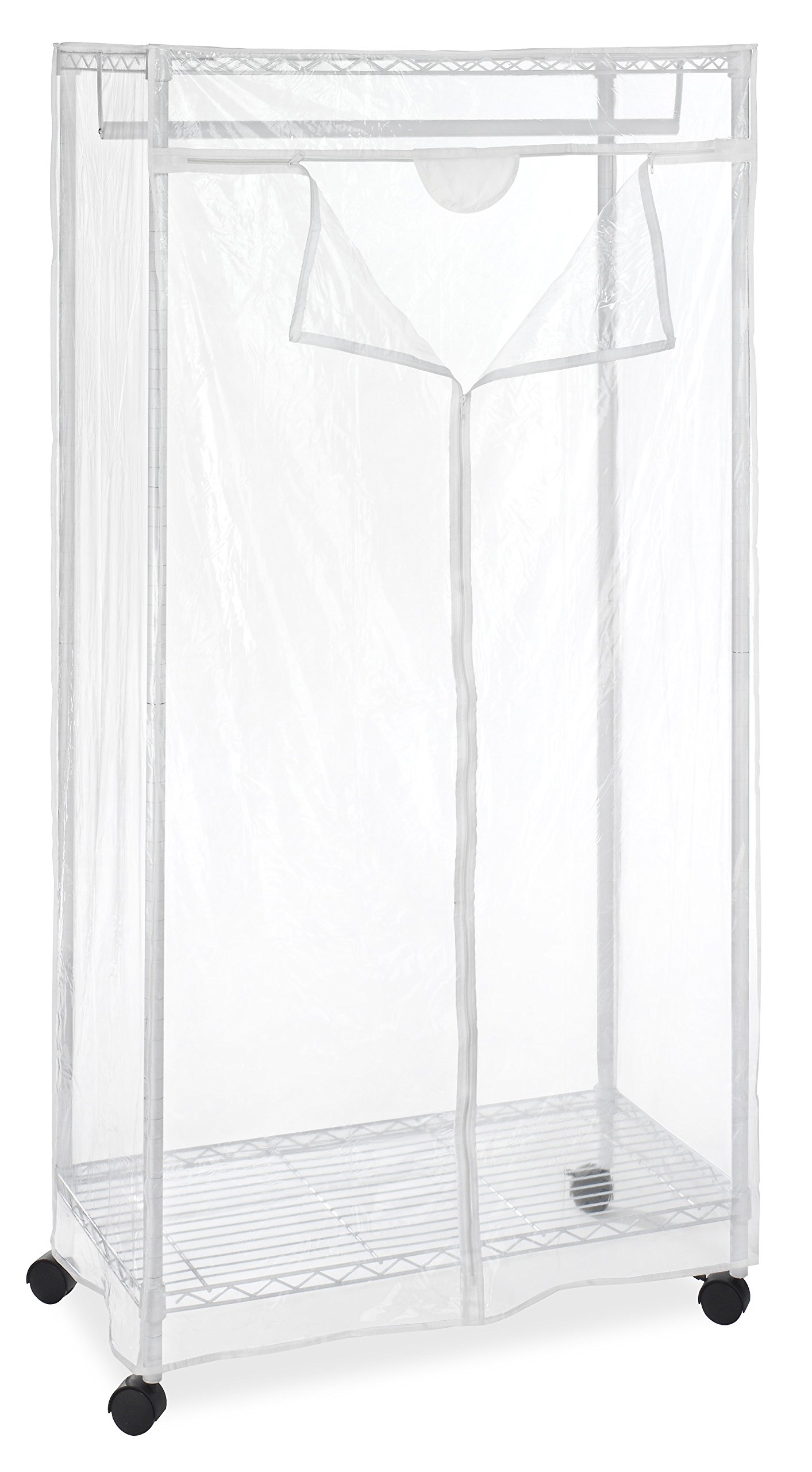 Whitmor Supreme Clothes Closet Organizer - Large White Freestanding Wardrobe with Shelves for Bedroom, Closet, or Dorm Storage