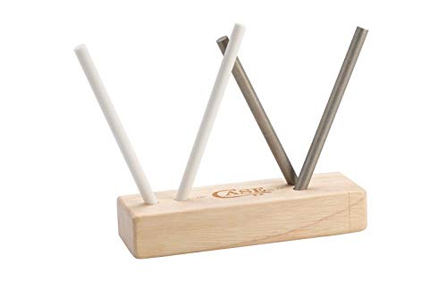 XXKnife Sharpening Kit with Medium & Fine Grit Rods & Wooden Turnbox Base (Model 09499) - Professional Knife Sharpener for Kitchen, Hunting, and Outdoor Use