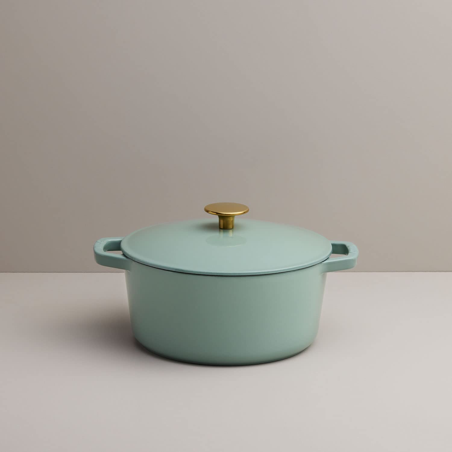 Premium 3.5-Quart Enameled Cast Iron Dutch Oven with Lid – Kana Milo Casserole Pot | Dual Enamel Coating Inside & Out | Oven & Dishwasher Safe | Eucalyptus with Gold Knob | Perfect for Braising, Stewing & Baking Bread
