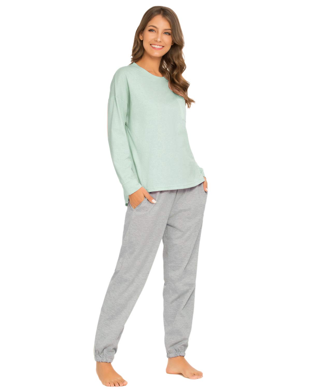 TOP-VIGOR Women's Pajama Sets - Soft Long Sleeve Sleepwear & Lounge Wear 2-Piece Set with Jogger Pants - Cozy Nightwear for Women | Perfect for Sleeping, Relaxing at Home, and Lounging