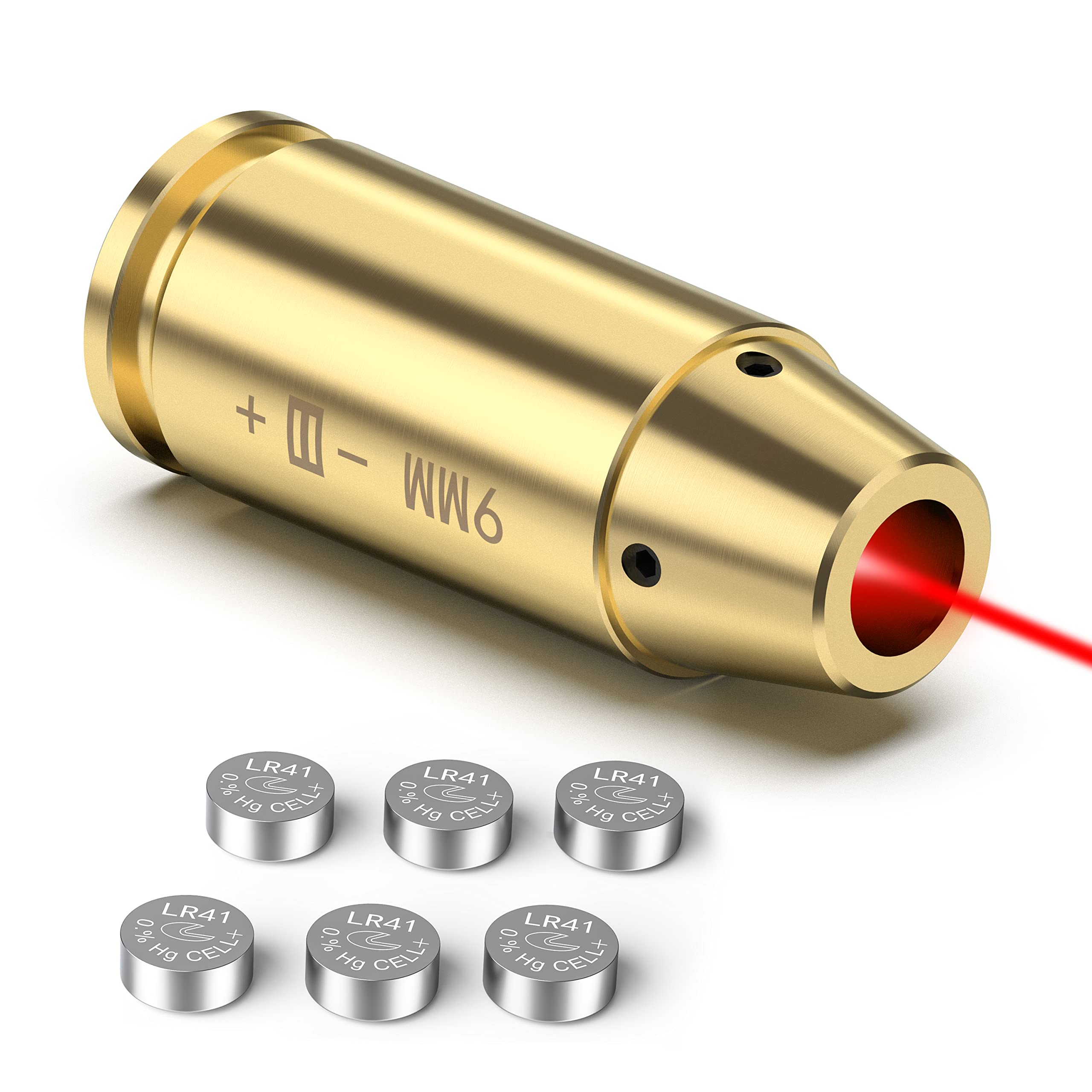 9MM Red Laser Bore Sight - Precision Zeroing Boresighter for 9mm Pistols & Rifles | Includes 6 Sets Batteries | Perfect for Gunsmithing, Hunting & Range Shooting