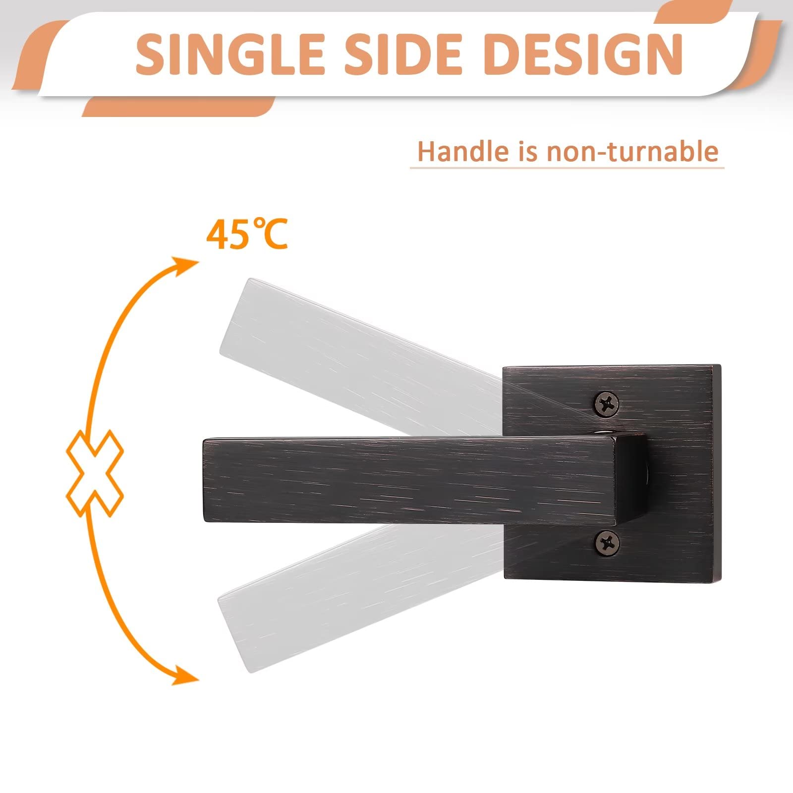 10 Pack Dummy Lever Door Handles - Slim Square Non-Turning Single Side Pull Only for Closet & French Doors - Oil Rubbed Bronze Finish - Modern Contemporary Design - Perfect for Half-Dummy Applications in Bedrooms, Bathrooms & Cabinets