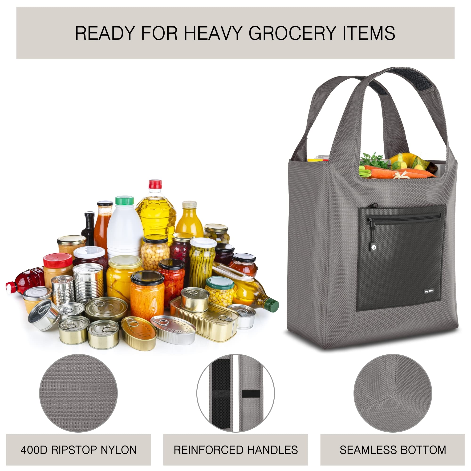Premium Reusable Grocery Bags - Heavy Duty Foldable Shopping Tote Bags for Groceries, Farmers Market & Travel | Eco-Friendly & Durable