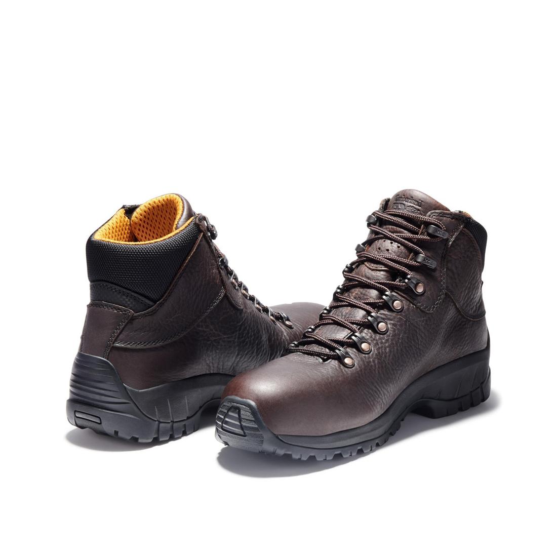 Titan Trekker Alloy Toe Waterproof Work Boots for Men - Slip Resistant Safety Shoes with Electrical Hazard Protection - Ideal for Construction, Hiking & Outdoor Work (Brown)