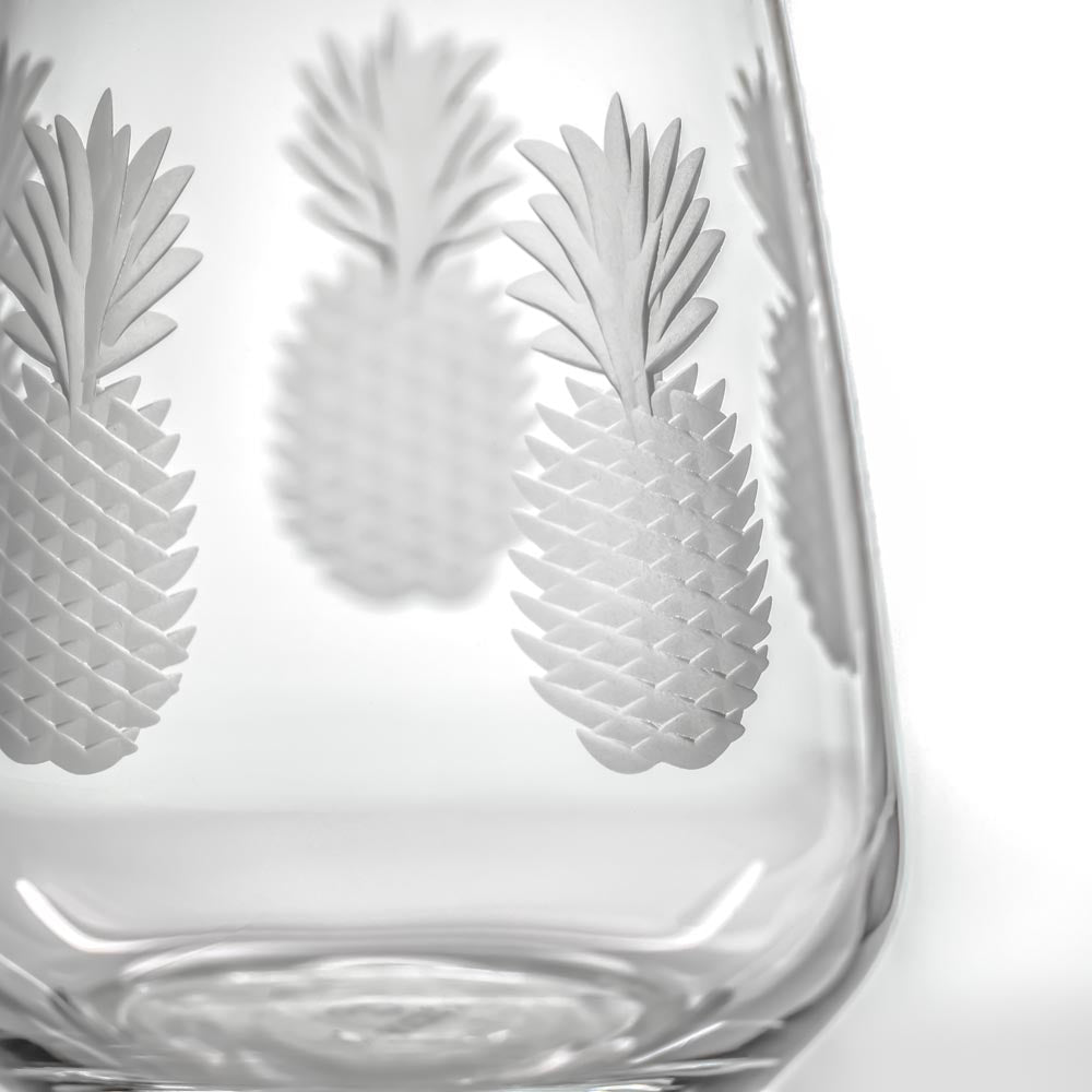 Fresh Pineapple Stemless Wine Tumbler Set of 2 - 15.75oz Insulated Glasses for Chilled Cocktails, Iced Coffee & Summer Drinks - Perfect for Pool Parties, Beach Outings & Backyard BBQs