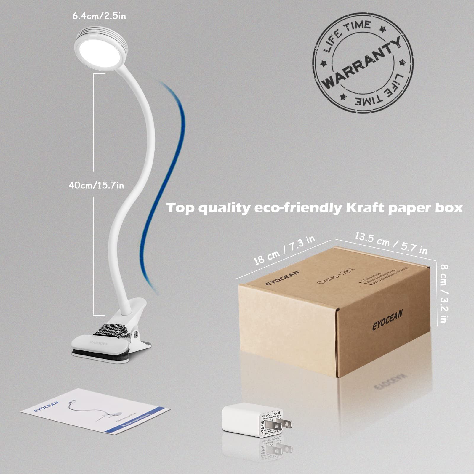 Adjustable LED Desk Lamp with 3 Lighting Modes & 9 Dimming Levels - Flexible Clamp Reading Light for Bed Headboard, Office, Study - Perfect for Night Reading, Working & Bedroom Decor