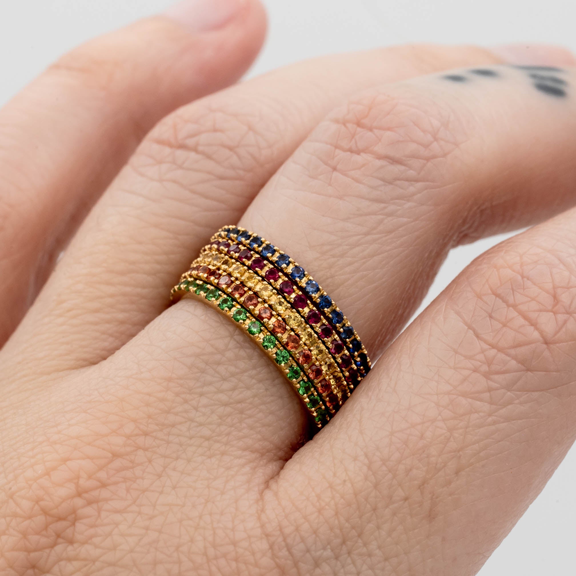 14K Gold Gemstone Eternity Band Ring for Women - Stackable Wedding Band, Anniversary Gift for Her - Perfect for Bridal Jewelry & Special Occasions