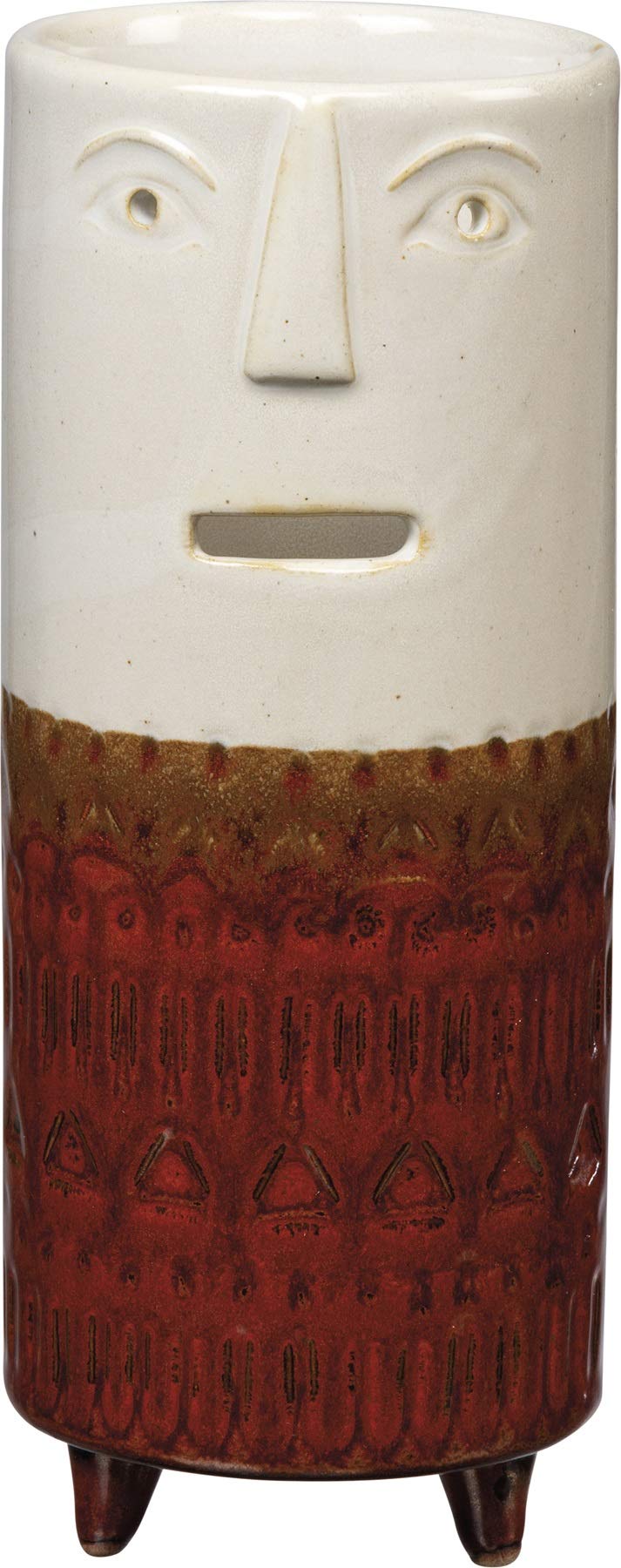 Primitives by Kathy Vase - Medium Brown Stoneware Vase with Feet - 7.25 Inches Tall - Perfect for Farmhouse Decor, Rustic Centerpieces & Home Accents