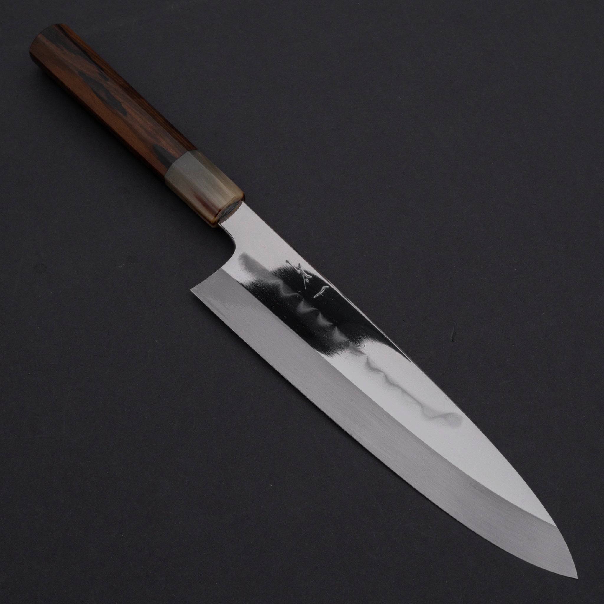 Hitohira Togashi Kambei White #1 Mizu Honyaki Gyuto 240mm Japanese Chef Knife - Ziricote Wood Handle with Saya (#002) - Perfect for Professional Chefs & Home Cooking Enthusiasts