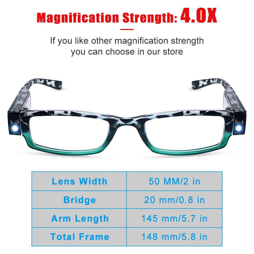 3 Pack LED Reading Glasses with Built-in Lights - Bright Magnifying Eyewear for Men & Women - Perfect for Night Reading, Crafts & Low Light Conditions
