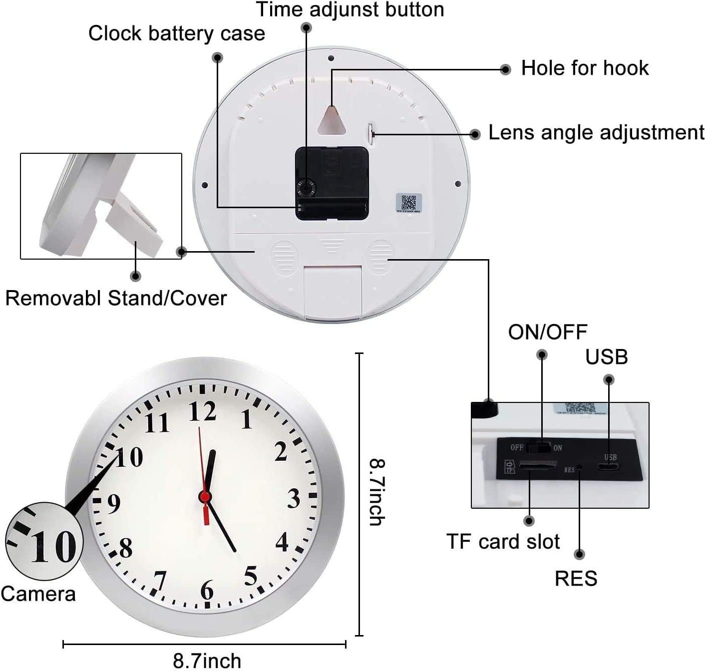 Hidden Spy Camera Wall Clock - 1080P HD WiFi Wireless Security Camera with Motion Detection Alarm, Mini Video Recorder for Home & Office Surveillance (No Audio) | Ideal for Nanny Monitoring, Elderly Care, and Business Security