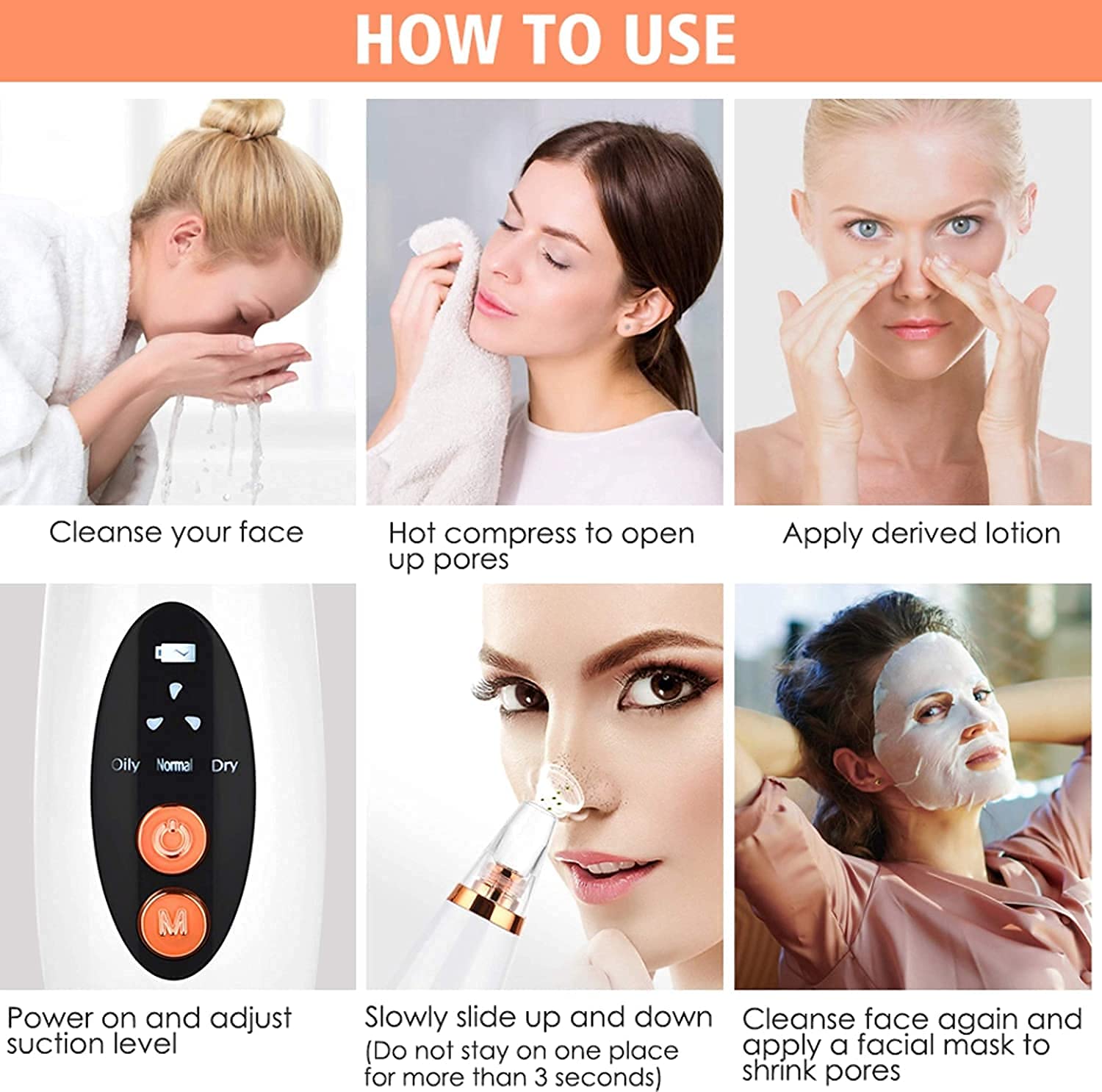 6-in-1 Multi-Function Blackhead Remover Tool Kit | USB Rechargeable Electric Derma Suction Machine | Professional Acne Pimple & Pore Vacuum Cleaner for Face, Nose & Skin Care - Perfect for Home Spa & Daily Skincare Routine