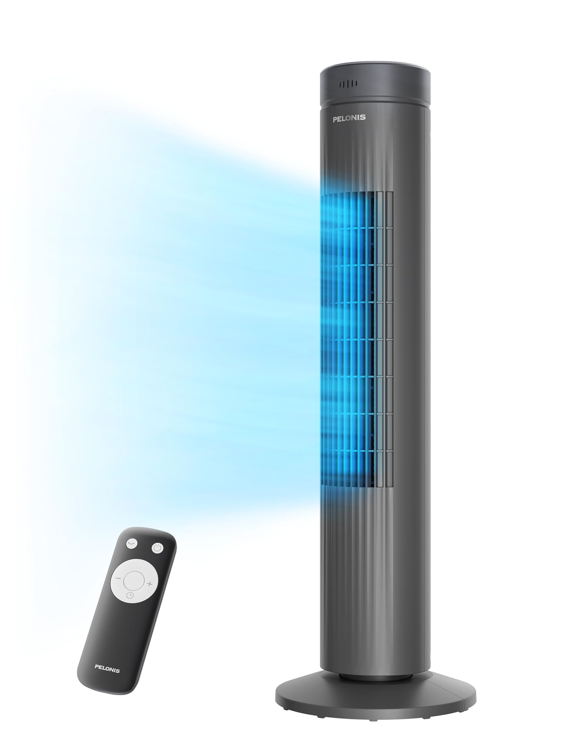 PELONIS Ultra Quiet Tower Fan with Remote Control, 3 Speed Settings, 7-Hour Timer & 3 Modes - Perfect for Bedroom Cooling & Home Office Comfort