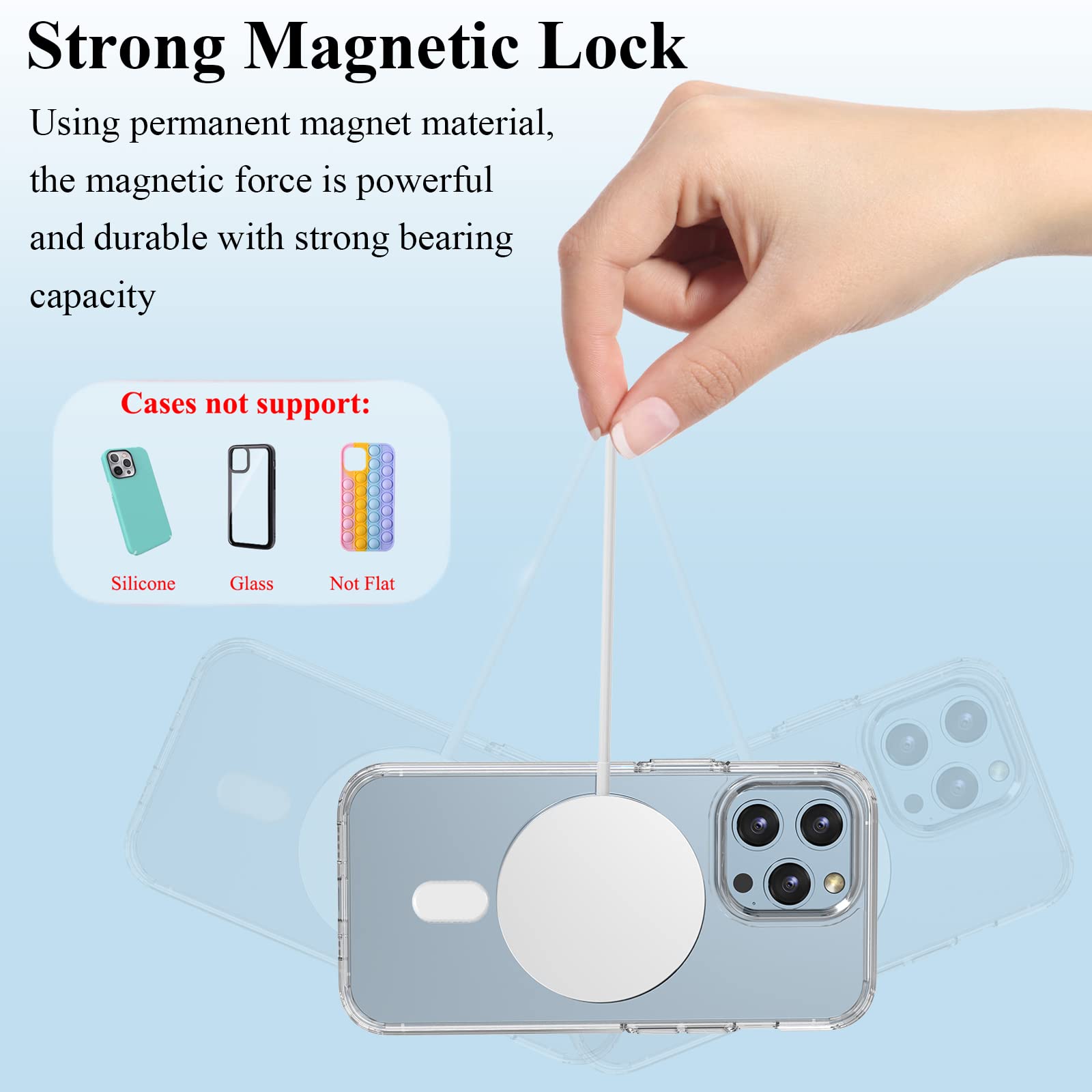 Universal MagSafe Ring - 2 Pack Magnetic Sticker Adapter Compatible with iPhone 16/15/14/13/12/11 Pro Max/Mini & Galaxy S25/S24/S23 - White | Wireless Charging Accessory for Magsafe Cases & Car Mounts