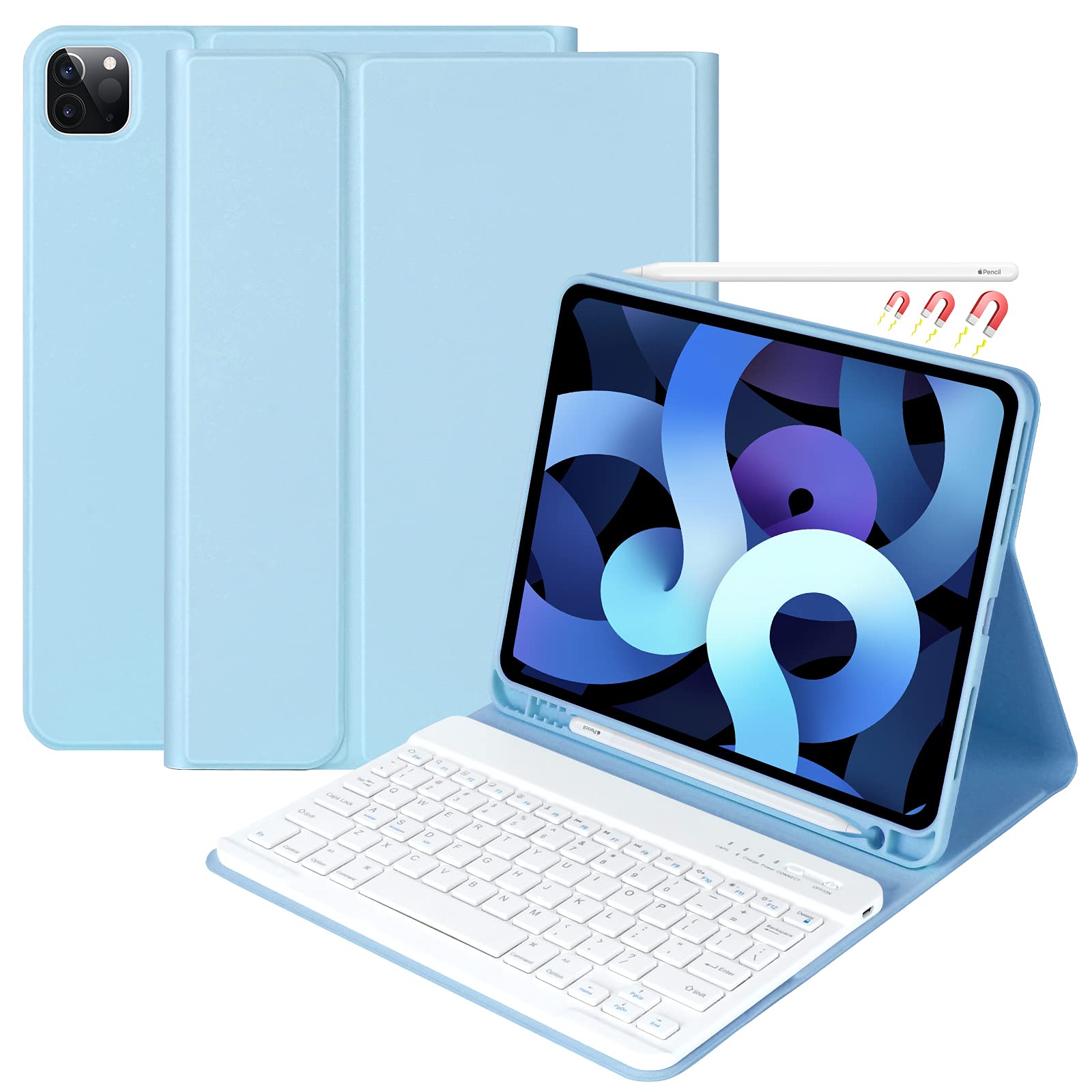 Magnetic Detachable Bluetooth Keyboard Case for iPad Air 11 inch (M3 2025/M2 2024) & iPad Pro 11 inch (1st-4th Gen) - Compatible with 10.9
