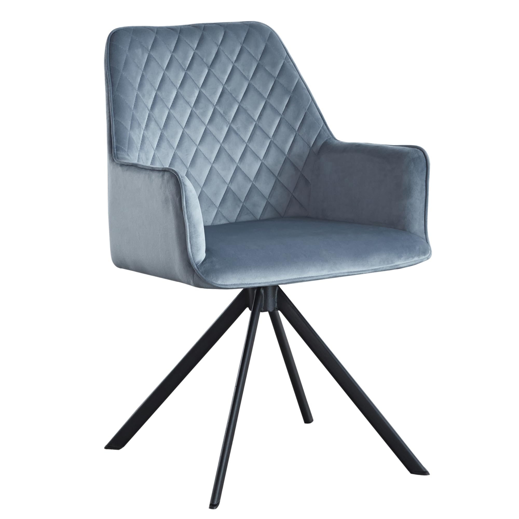 Velvet Upholstered Modern Accent Chair - Blue & Black Dining Chair with Padded Backrest for Kitchen, Living Room & Home Decor - Perfect for Small Spaces, Apartments and Cozy Reading Nooks