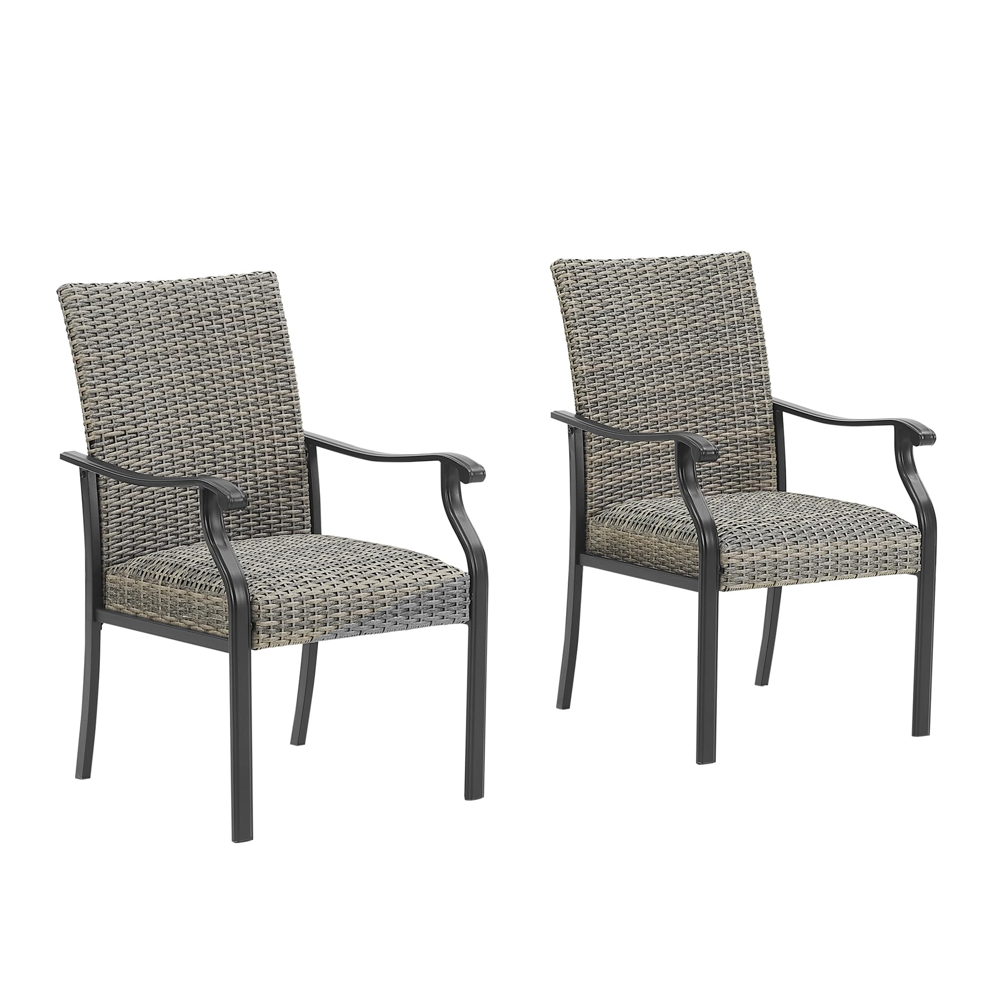 2 PCS Outdoor Patio Dining Chairs - Quick Dry Foam Padded Rattan Chairs for Garden, Poolside & Backyard Relaxation