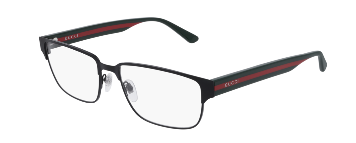Gucci GG 0753O 002 Black/Green Rectangle Unisex Eyeglasses - Stylish Designer Glasses for Men & Women - Perfect for Fashion, Work & Everyday Wear