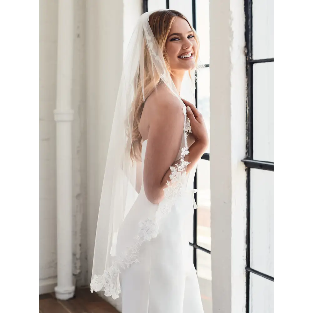 Single Tier Bridal Veil | V2398SF | Elegant Wedding Accessory for Brides & Formal Occasions