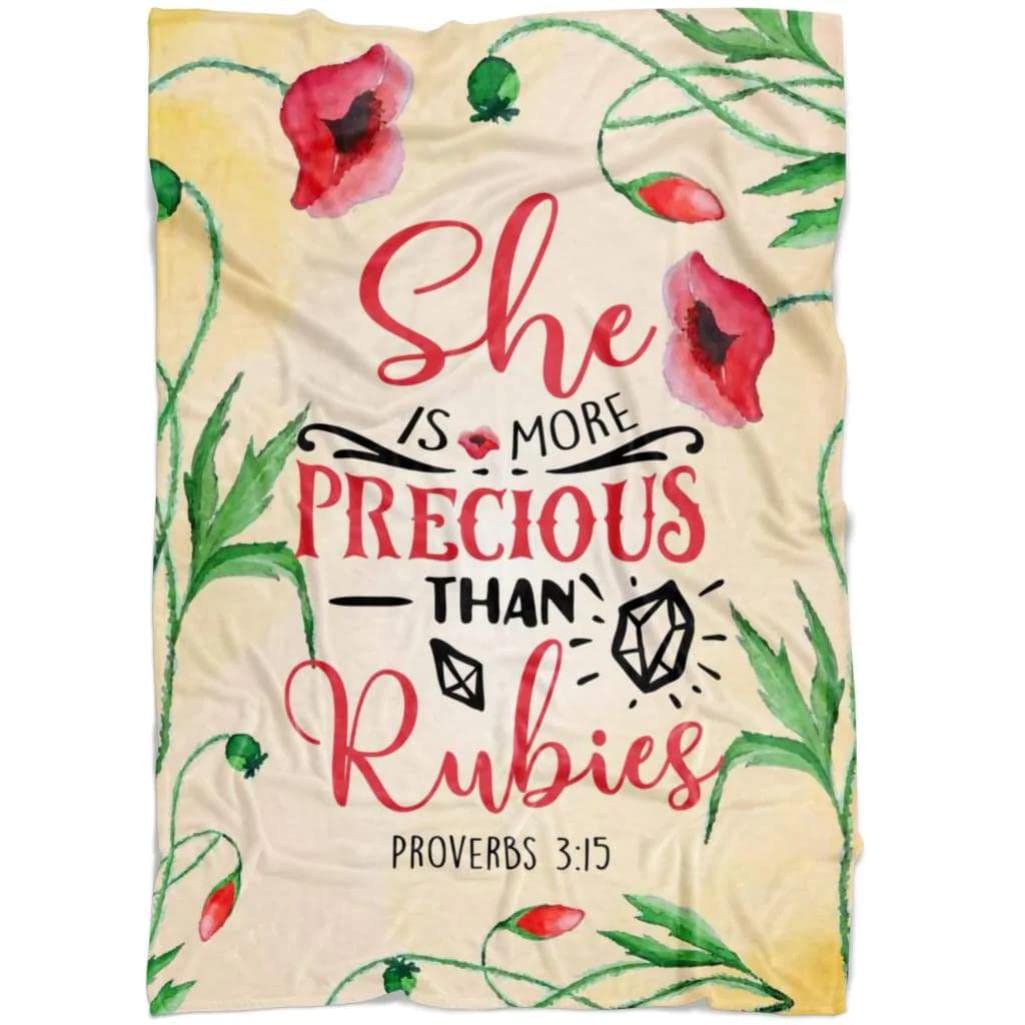 Christian Prayer Blanket with Proverbs 3:15 Bible Verse - Soft Fleece Religious Blanket for Women, Jesus & Lion Design - Perfect for Church, Bible Study & Comforting Prayer Time