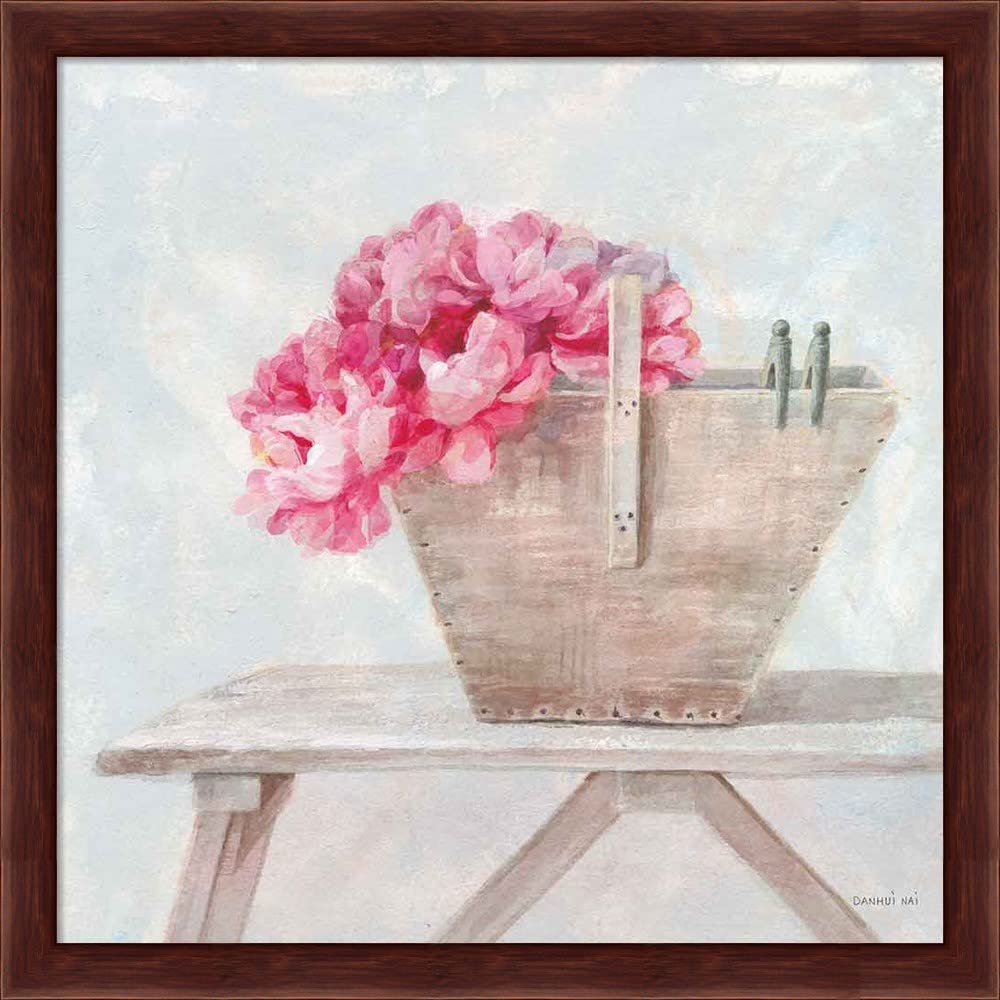Danhui NAI Laundry Day VI Framed Art Print - 13x13 Inch Wall Decor with Deep Mahogany Frame - Perfect for Living Room, Bedroom & Office Decor